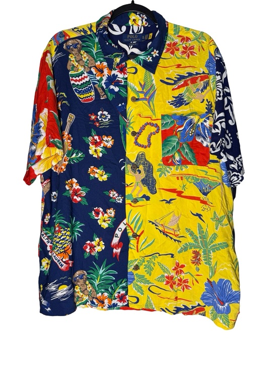 Polo Ralph Lauren Other - Polo Ralph Lauren Sz XL Patchwork Hawaiian Camp Shirt Tropical Polo Bear Classic